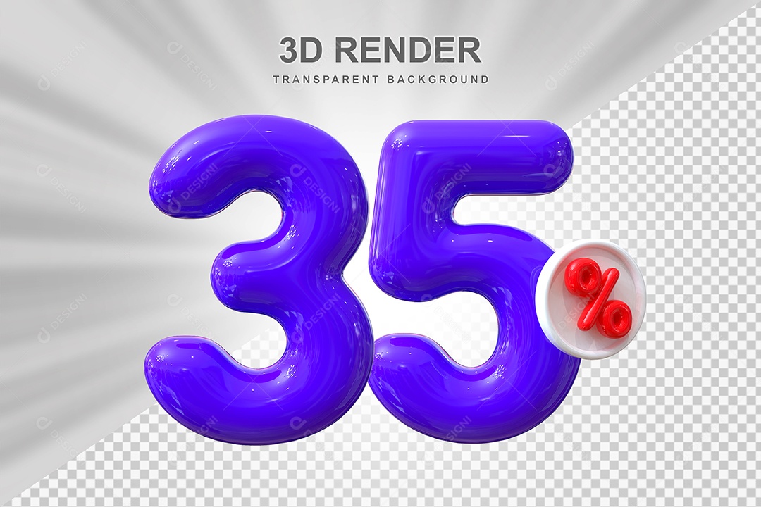 Número de Desconto 35% Elemento 3D Roxo para Composição PSD