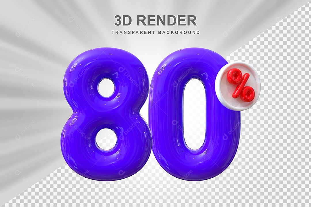 Número de Desconto 80% Elemento 3D Roxo para Composição PSD