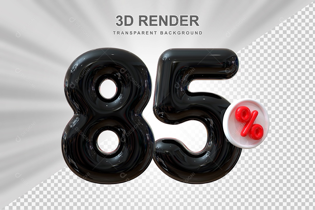 Número de Desconto 85% Elemento 3D Preto para Composição PSD