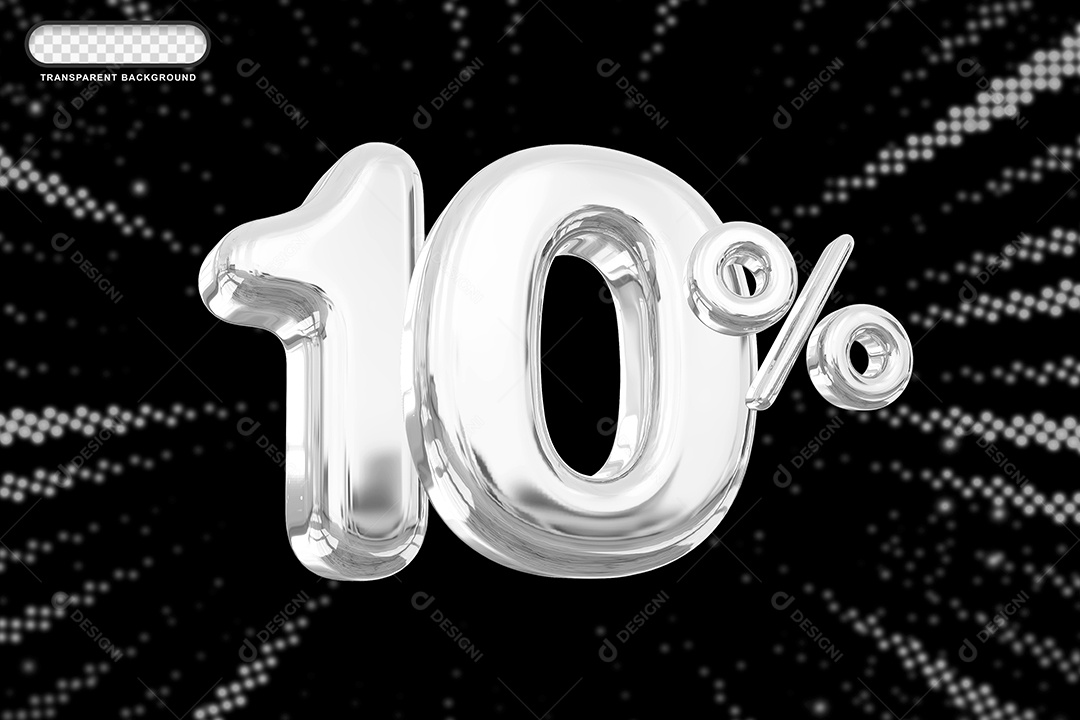 Número de Desconto 10% Elemento 3D Prata para Composição PSD
