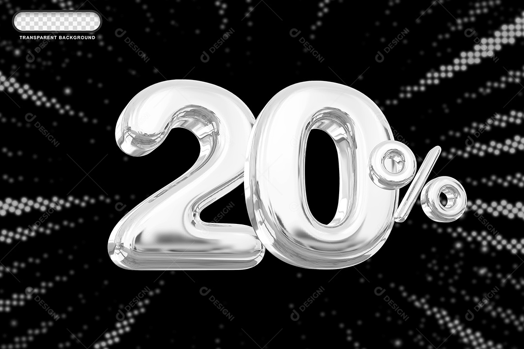 Número de Desconto 20% Elemento 3D Prata para Composição PSD