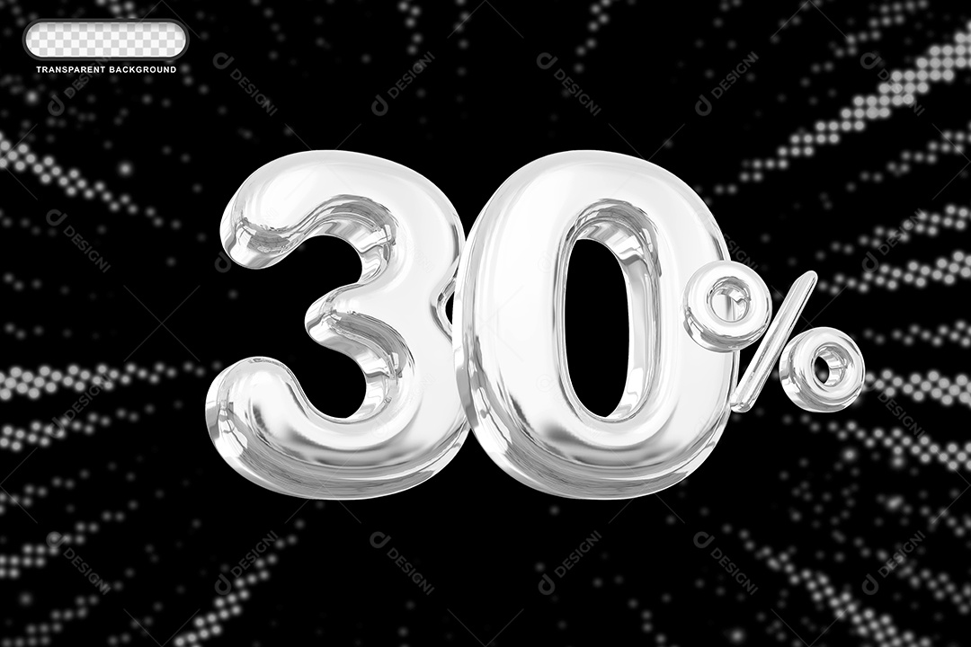 Número de Desconto 30% Elemento 3D Prata para Composição PSD