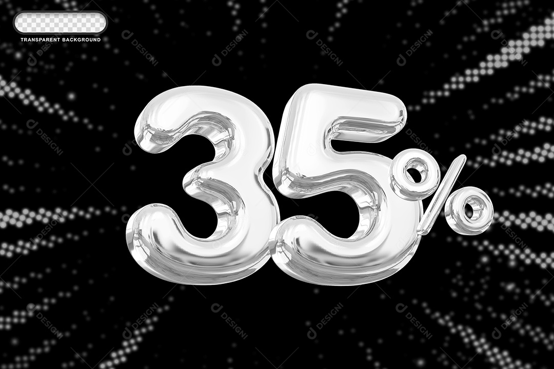 Número de Desconto 35% Elemento 3D Prata para Composição PSD