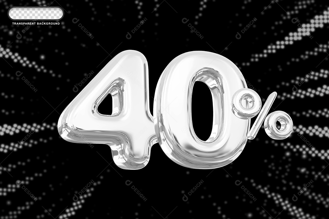 Número de Desconto 40% Elemento 3D Prata para Composição PSD