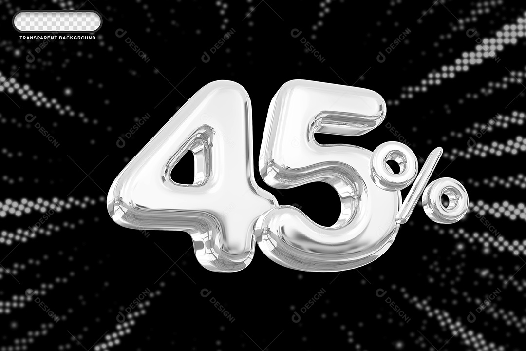 Número de Desconto 45% Elemento 3D Prata para Composição PSD