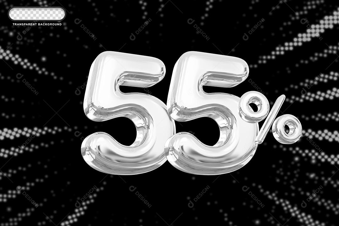 Número de Desconto 55% Elemento 3D Prata para Composição PSD