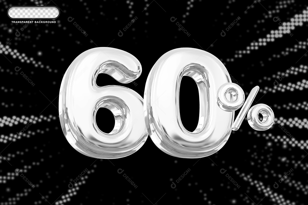 Número de Desconto 60% Elemento 3D Prata para Composição PSD