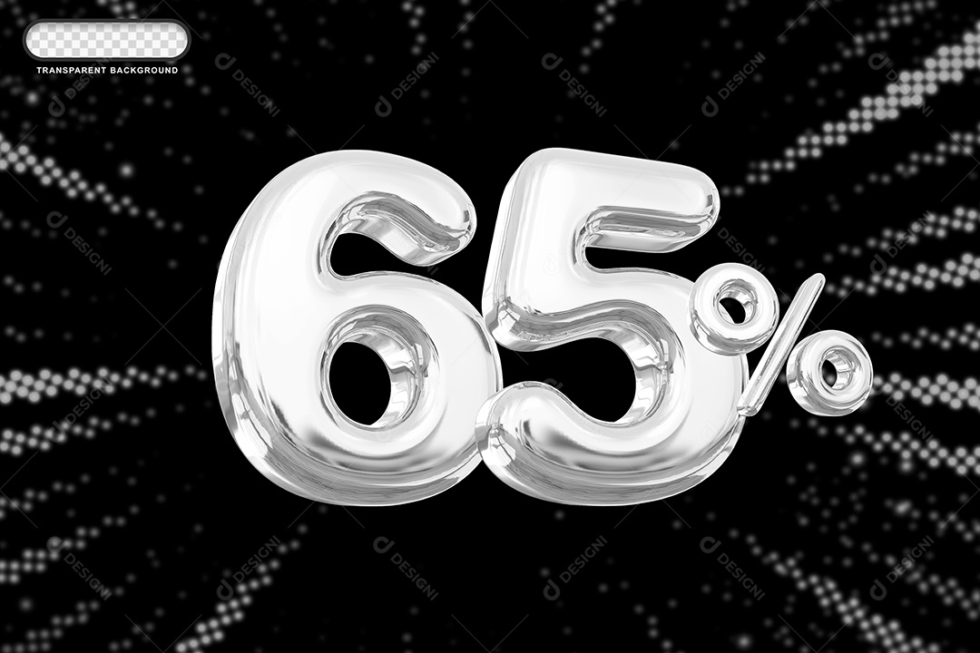 Número de Desconto 65% Elemento 3D Prata para Composição PSD