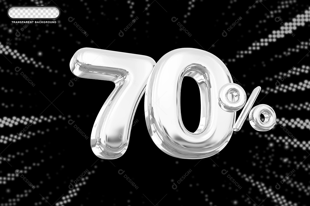 Número de Desconto 70% Elemento 3D Prata para Composição PSD