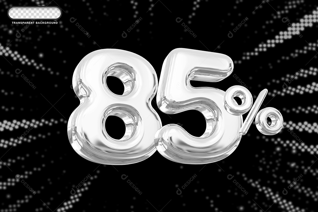 Número de Desconto 85% Elemento 3D Prata para Composição PSD