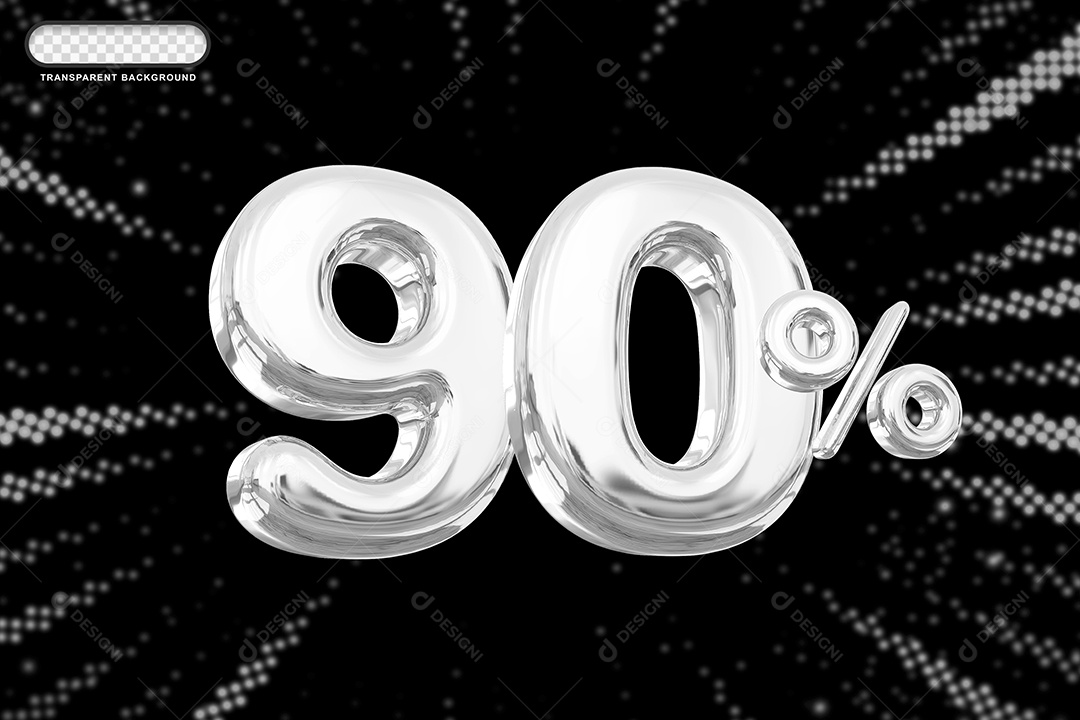 Número de Desconto 90% Elemento 3D Prata para Composição PSD