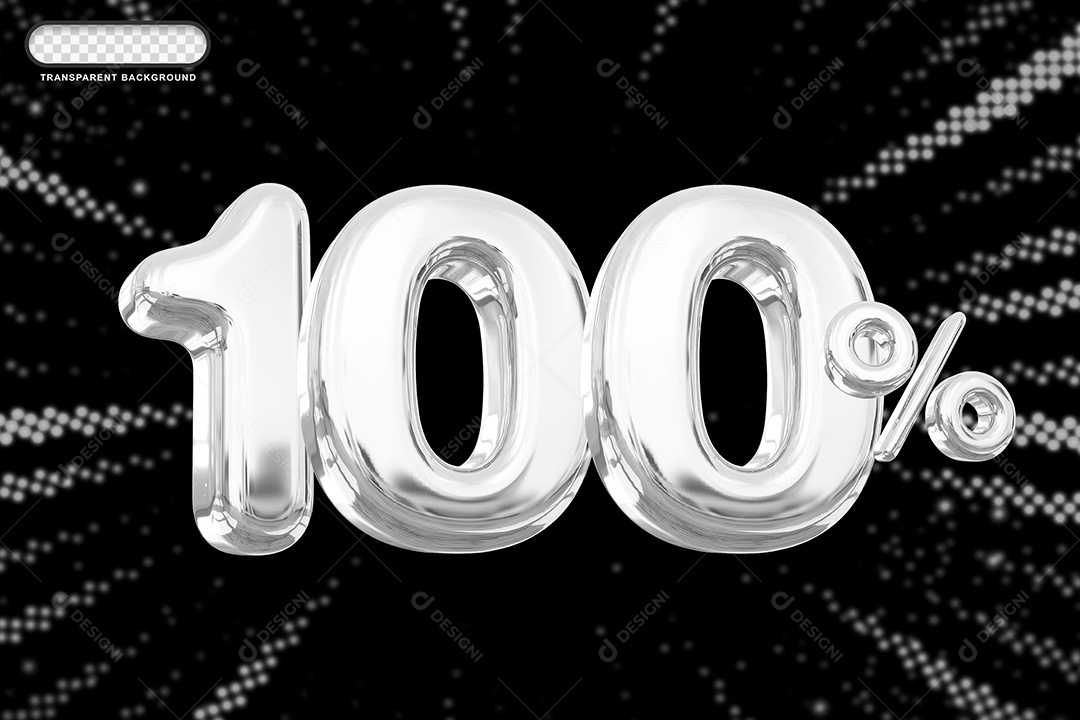 Número de Desconto 100% Elemento 3D Prata para Composição PSD