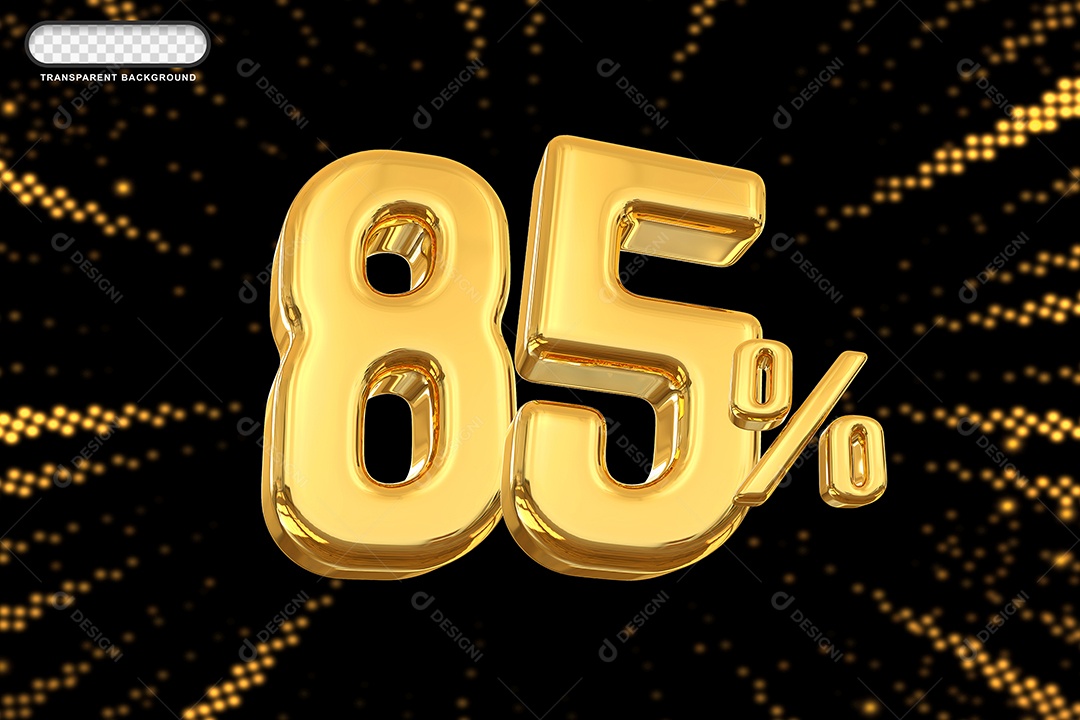 Número de Desconto 85% Elemento 3D Dourado para Composição PSD