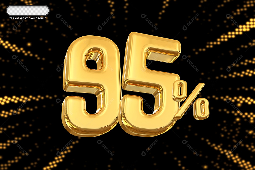 Número de Desconto 95% Elemento 3D Dourado para Composição PSD