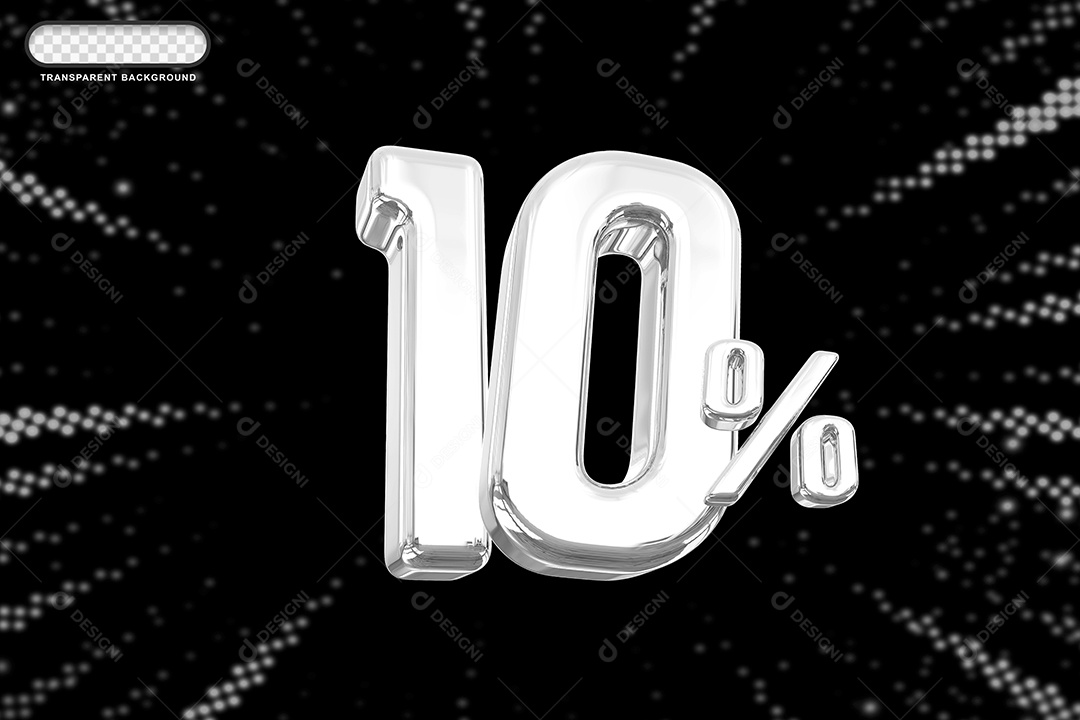 Número de Desconto 10% Elemento 3D Prata para Composição PSD