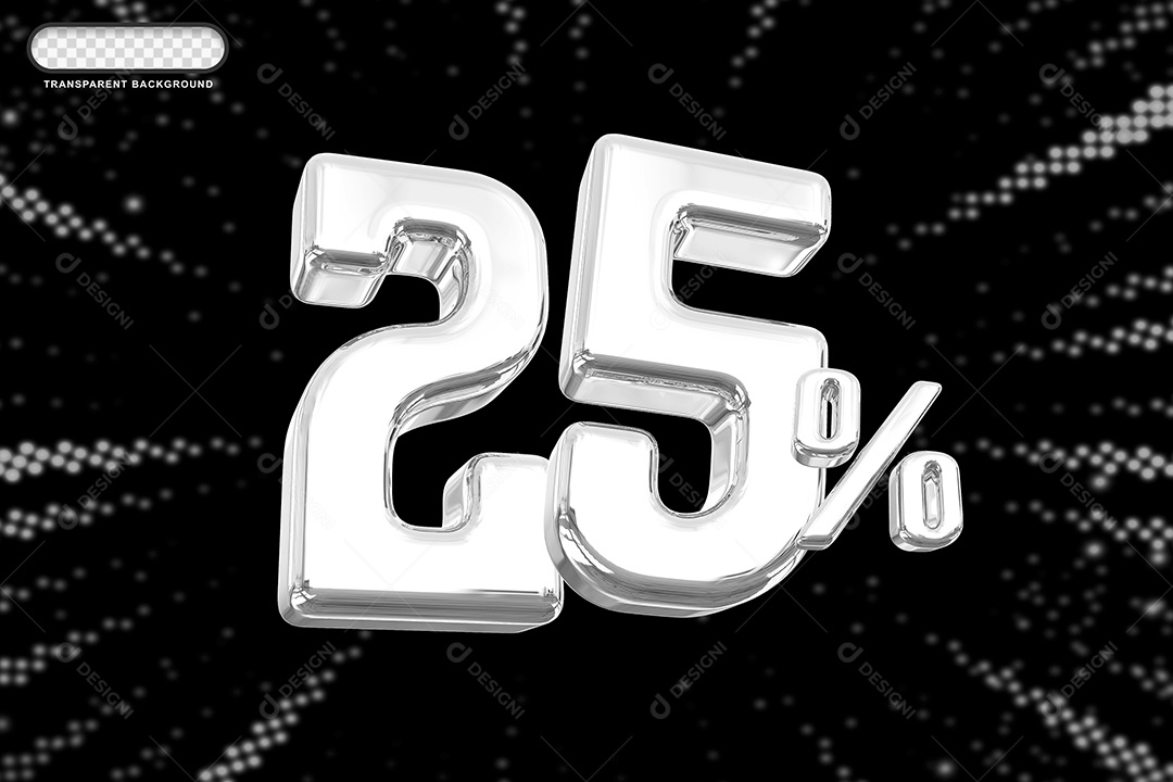 Número de Desconto 25% Elemento 3D Prata para Composição PSD