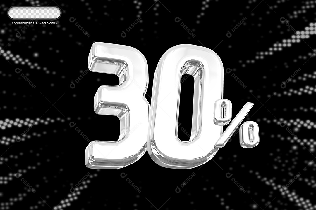 Número de Desconto 30% Elemento 3D Prata para Composição PSD