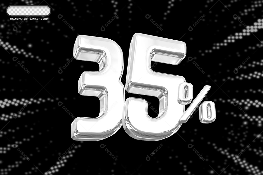 Número de Desconto 35% Elemento 3D Prata para Composição PSD