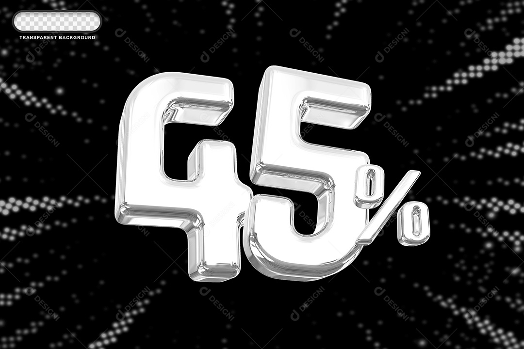 Número de Desconto 45% Elemento 3D Prata para Composição PSD