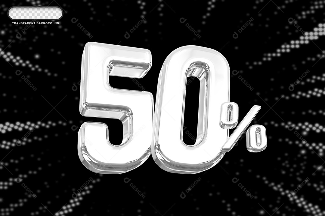 Número de Desconto 50% Elemento 3D Prata para Composição PSD
