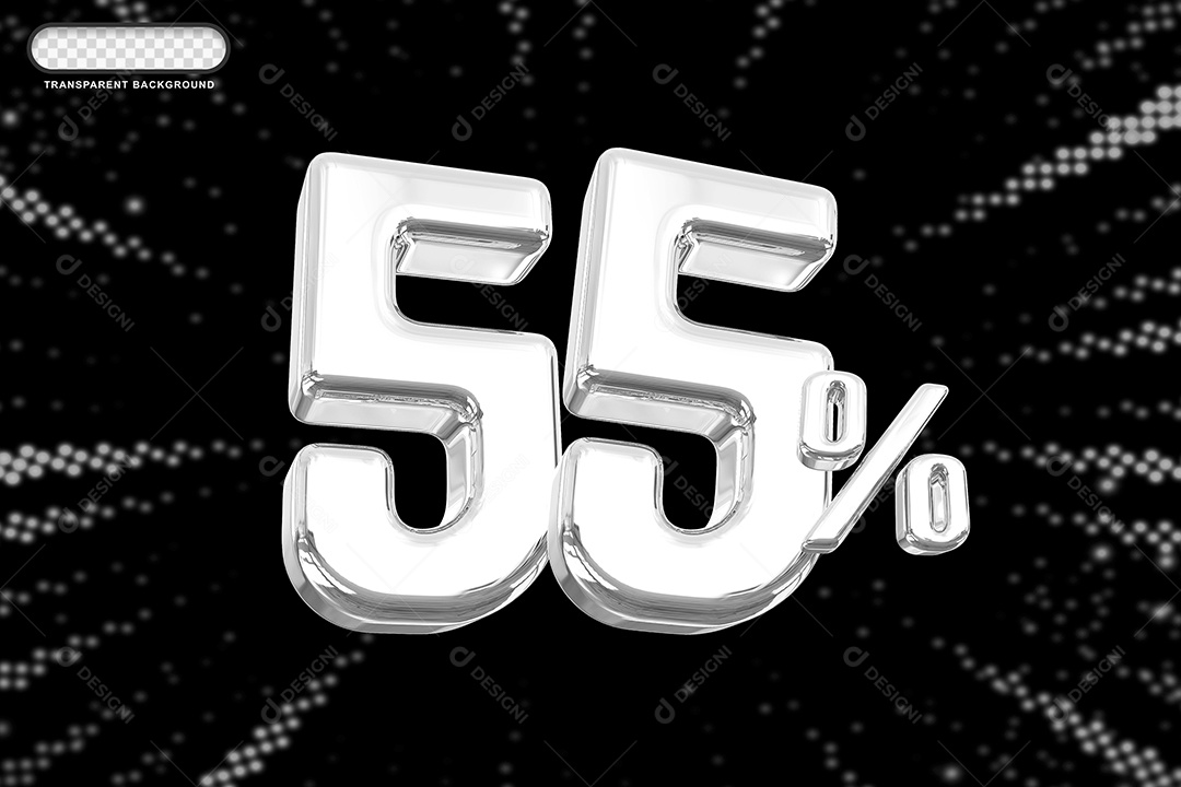 Número de Desconto 55% Elemento 3D Prata para Composição PSD