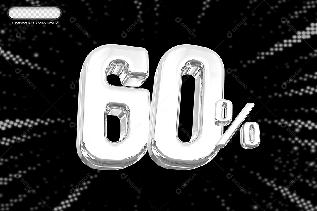 Número de Desconto 60% Elemento 3D Prata para Composição PSD