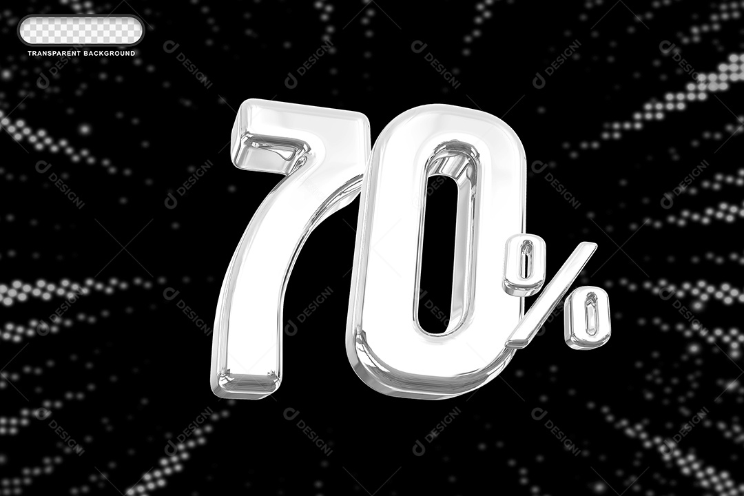 Número de Desconto 70% Elemento 3D Prata para Composição PSD