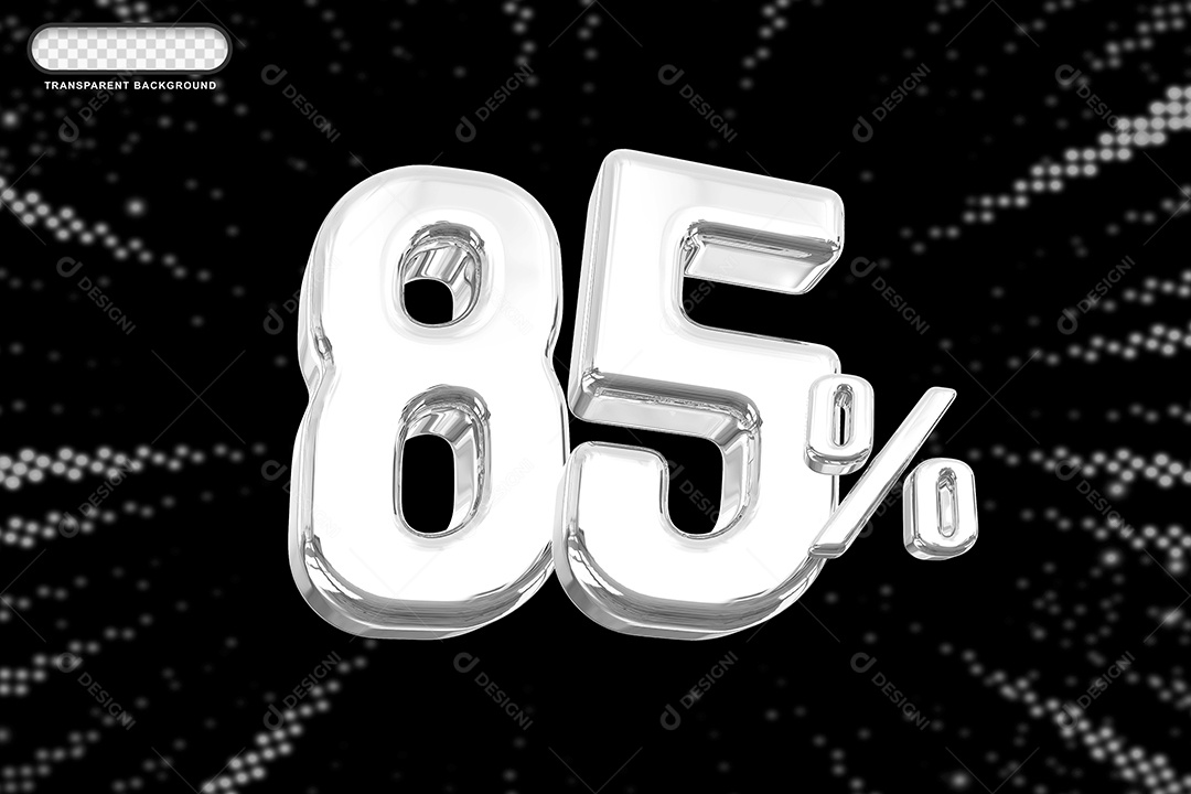 Número de Desconto 85% Elemento 3D Prata para Composição PSD
