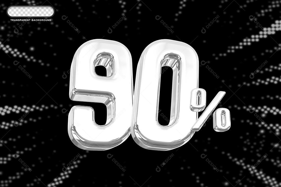 Número de Desconto 90% Elemento 3D Prata para Composição PSD