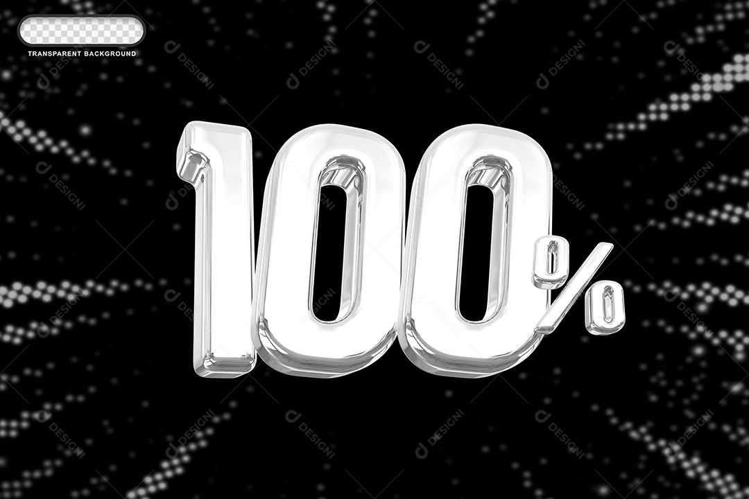 Número de Desconto 100% Elemento 3D Prata para Composição PSD