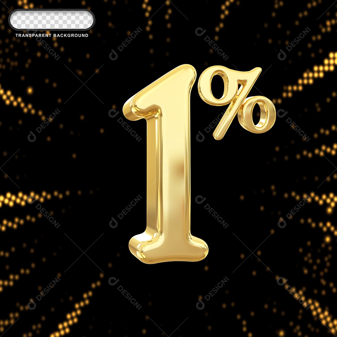 Número de Desconto 0% Elemento 3D Dourado para Composição PSD