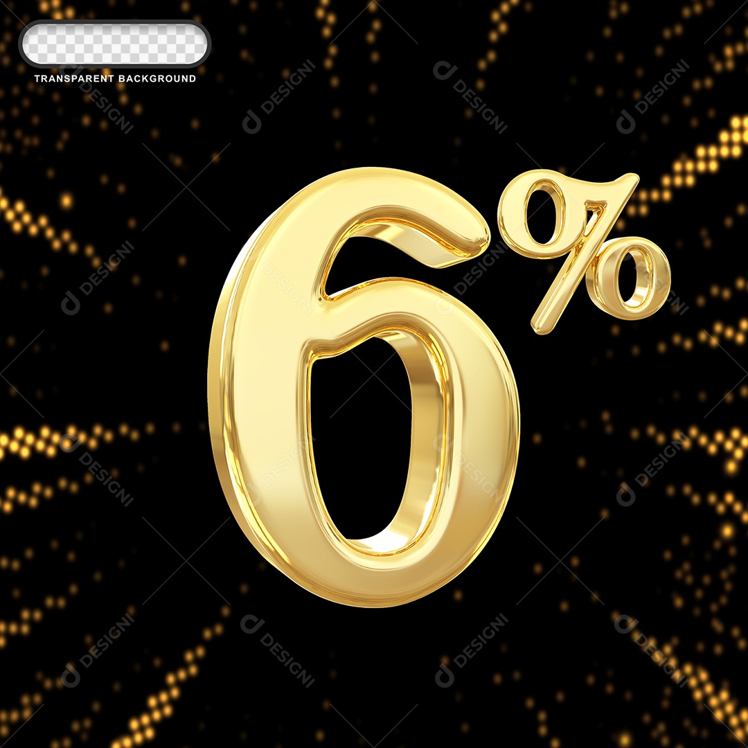 Número de Desconto 0% Elemento 3D Dourado para Composição PSD