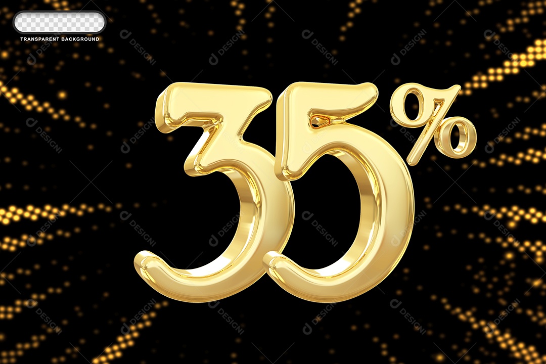 Número de Desconto 35% Elemento 3D Dourado para Composição PSD