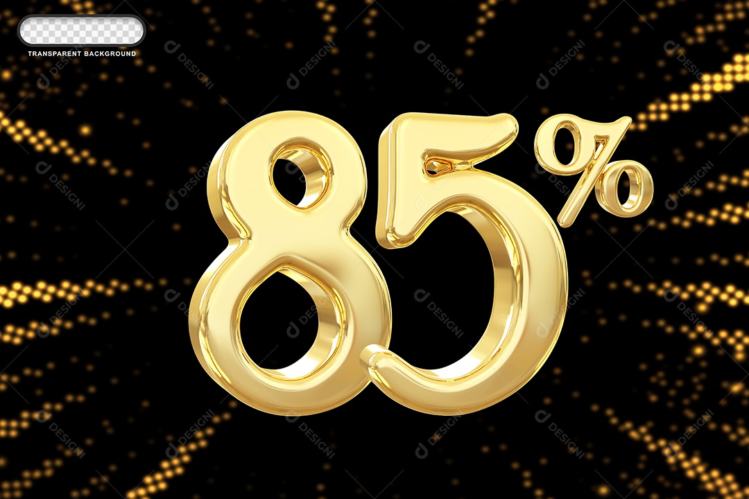 Número de Desconto 85% Elemento 3D Dourado para Composição PSD