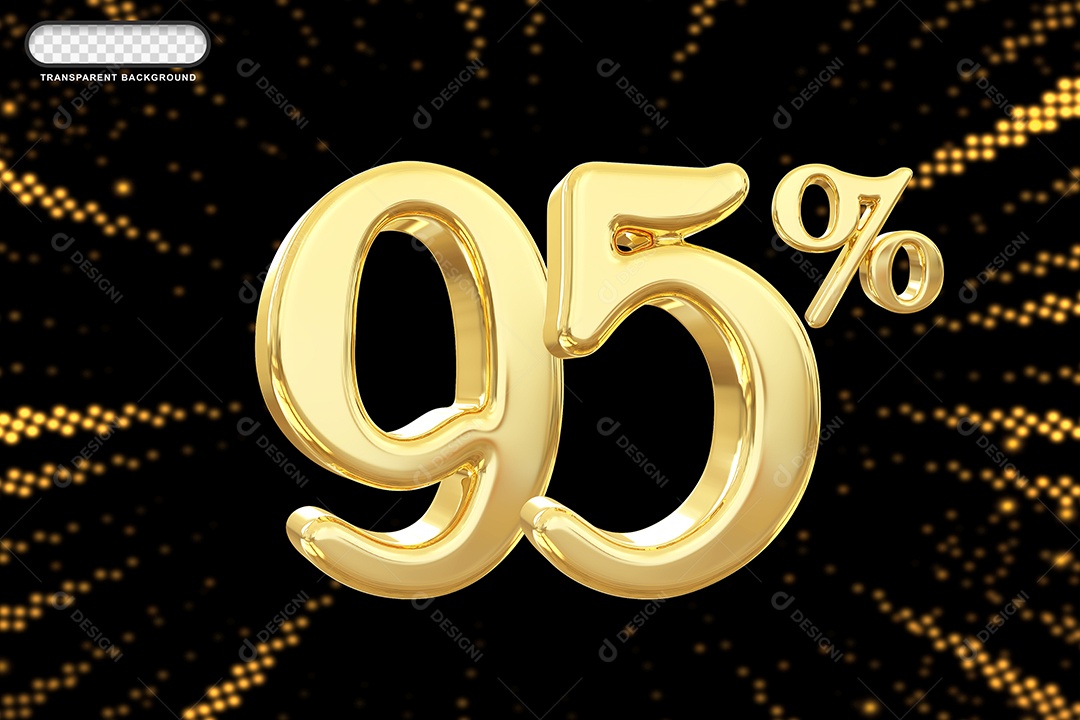 Número de Desconto 95% Elemento 3D Dourado para Composição PSD