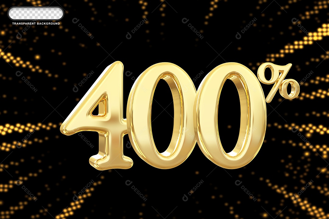 Número de Desconto 400% Elemento 3D Dourado para Composição PSD