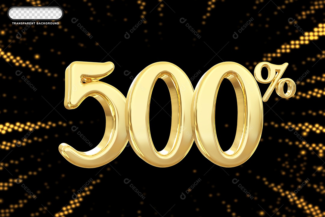 Número de Desconto 500% Elemento 3D Dourado para Composição PSD
