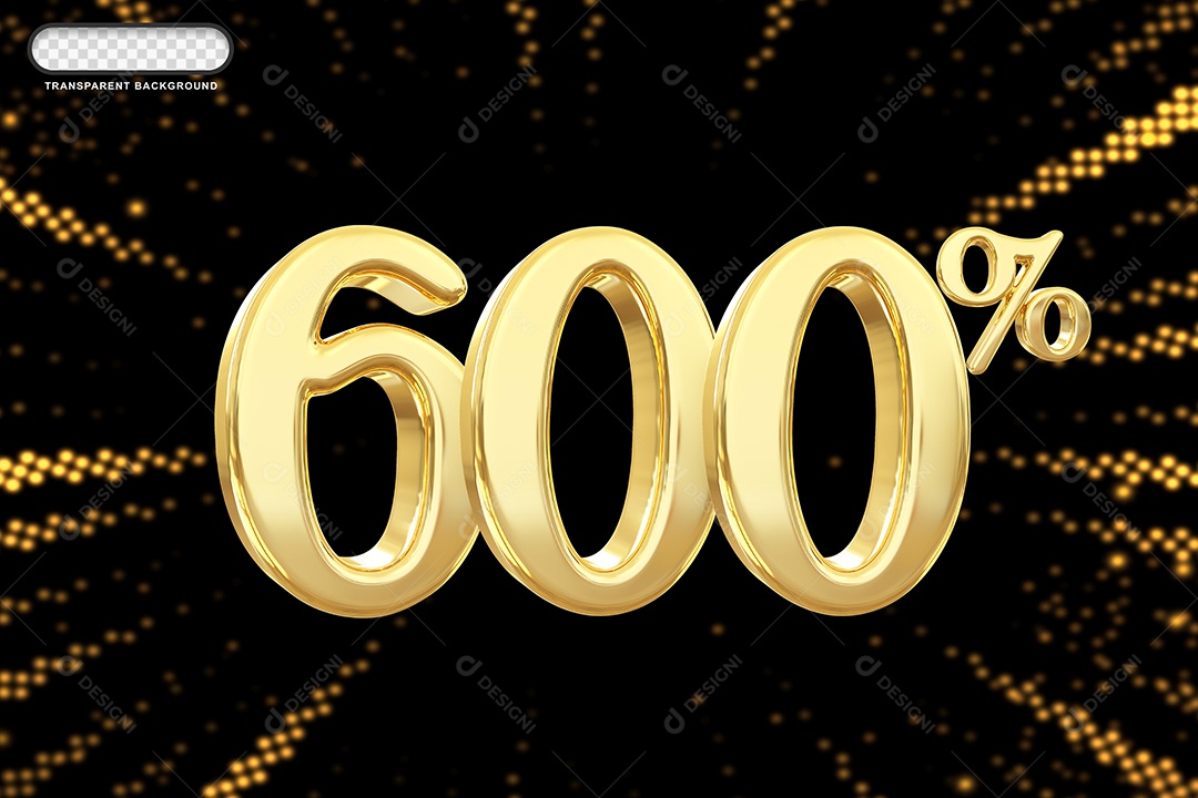 Número de Desconto 0% Elemento 3D Dourado para Composição PSD