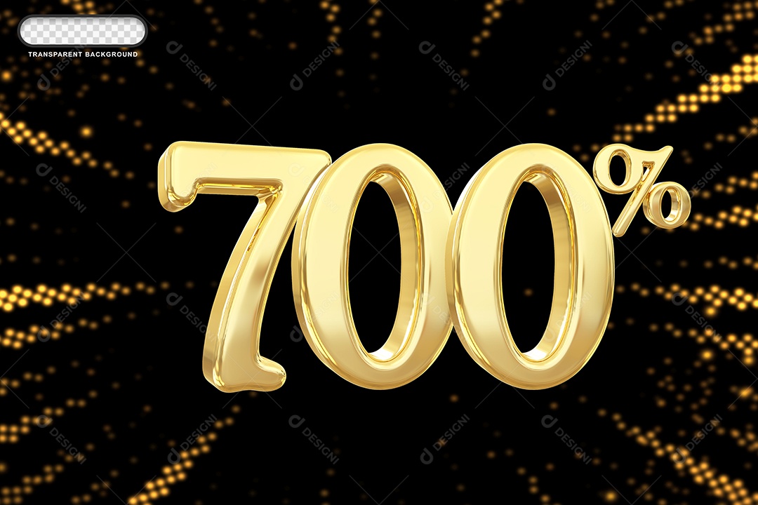 Número de Desconto 700% Elemento 3D Dourado para Composição PSD