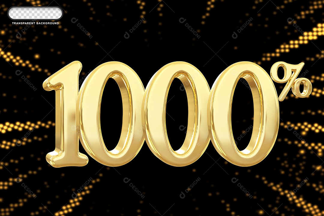 Número de Desconto 1000% Elemento 3D Dourado para Composição PSD