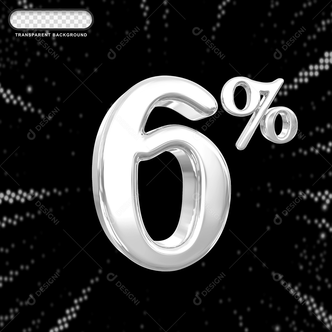 Número de Desconto 7% Elemento 3D Prata para Composição PSD