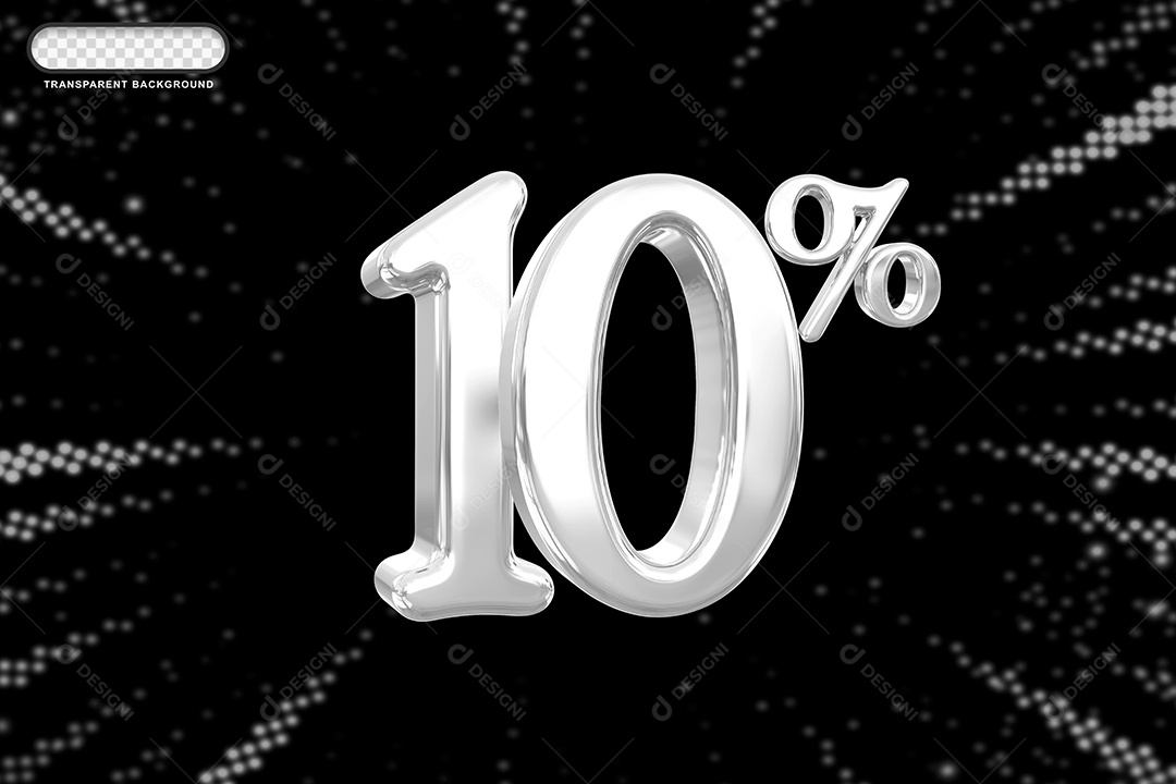 Número de Desconto 10% Elemento 3D Prata para Composição PSD
