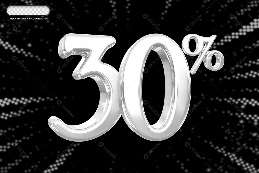 Número de Desconto 30% Elemento 3D Prata para Composição PSD