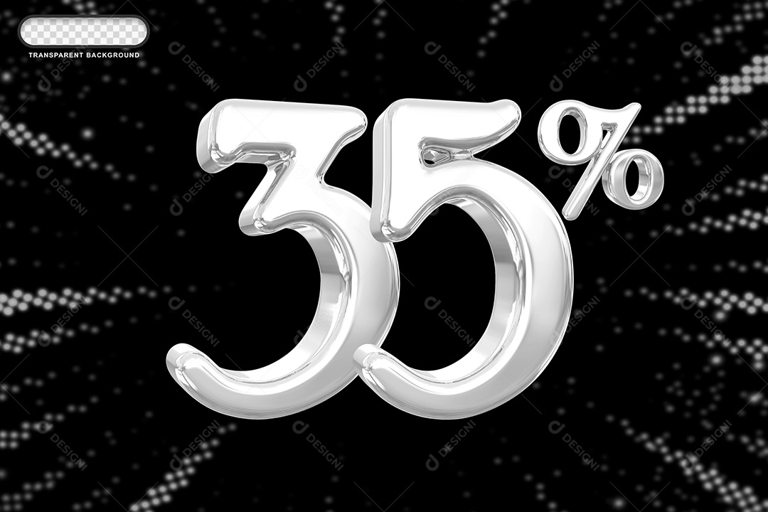 Número de Desconto 35% Elemento 3D Prata para Composição PSD