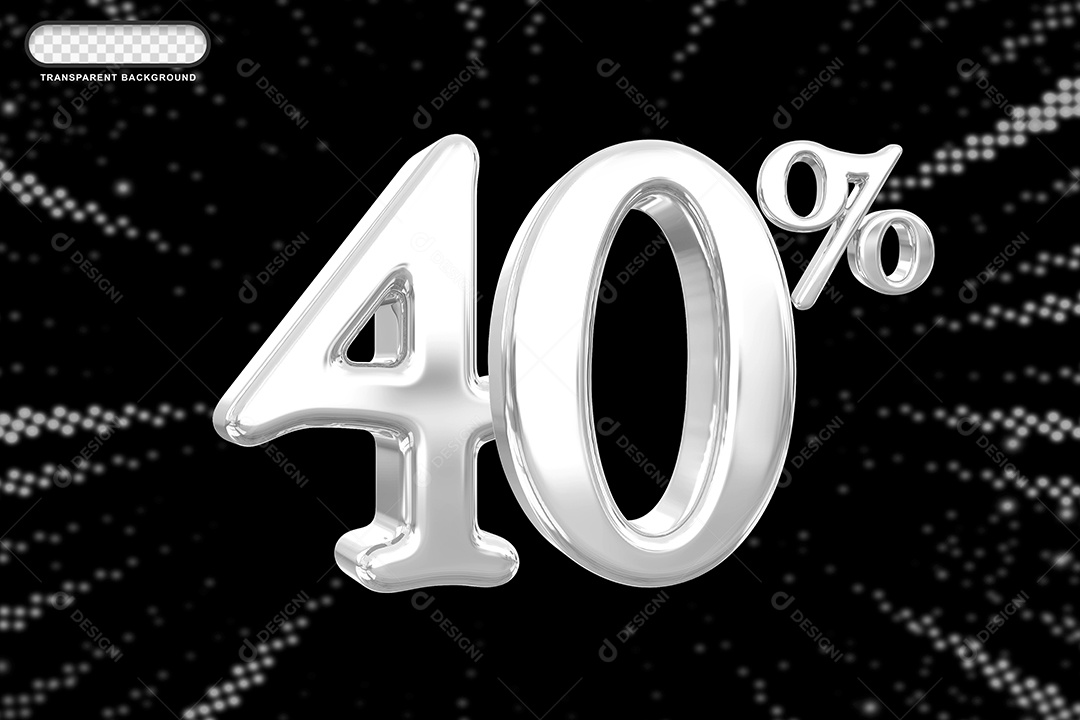 Número de Desconto 40% Elemento 3D Prata para Composição PSD