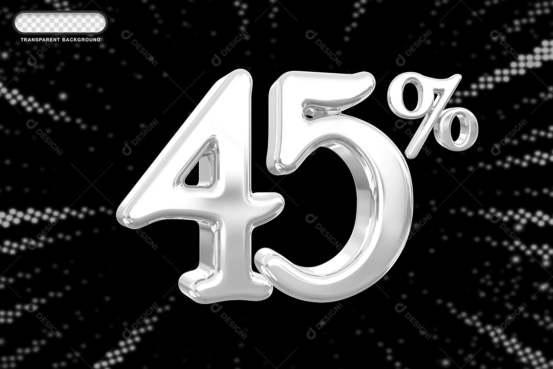Número de Desconto 0% Elemento 3D Prata para Composição PSD