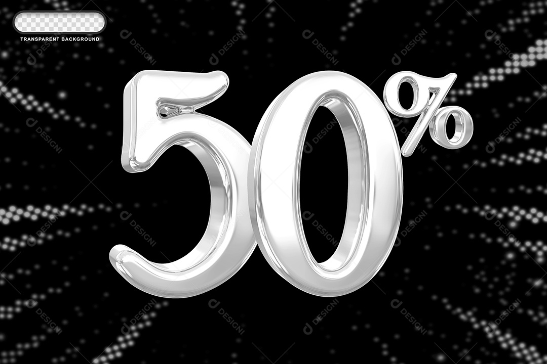 Número de Desconto 50% Elemento 3D Prata para Composição PSD