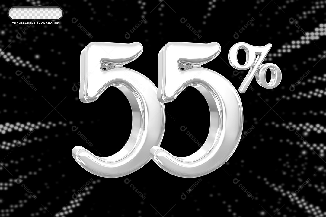 Número de Desconto 55% Elemento 3D Prata para Composição PSD