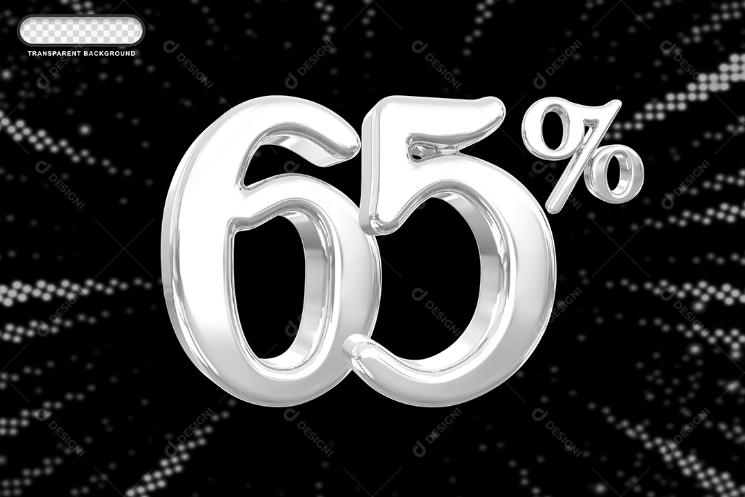 Número de Desconto 65% Elemento 3D Prata para Composição PSD