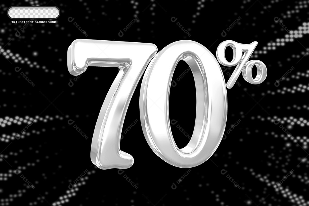 Número de Desconto 70% Elemento 3D Prata para Composição PSD